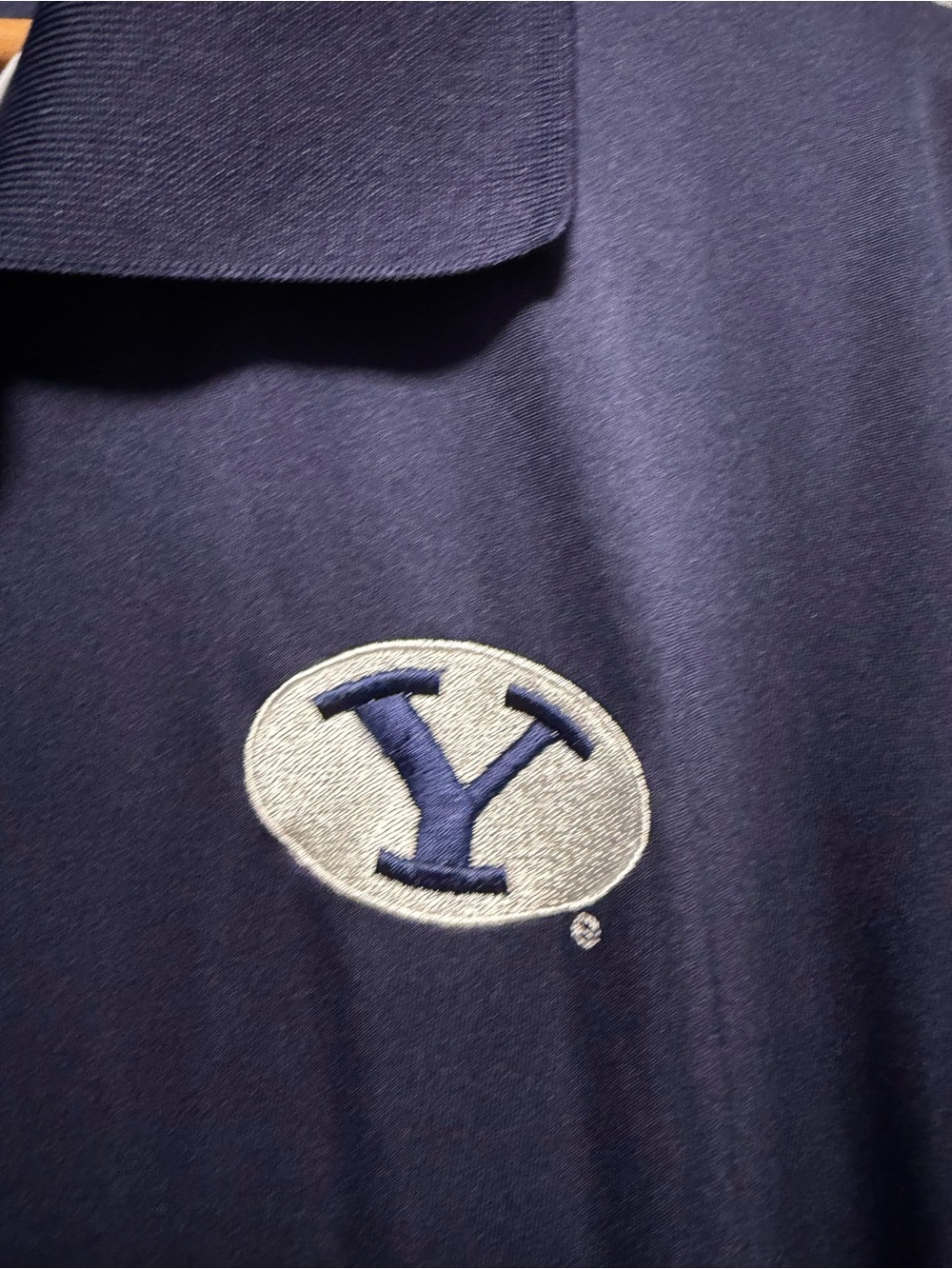 Knights Apparel Navy Golf Polo with Silver BYU Logo Sz XL 46/48 - Picture 9 of 9